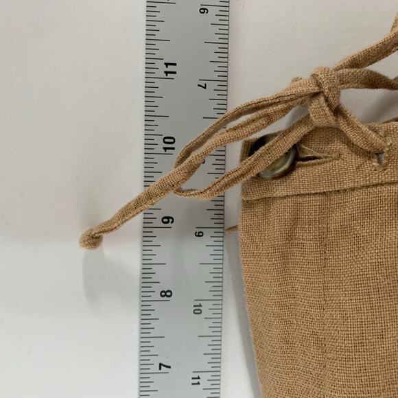 Saks Fifth Avenue 10 Sport Womens Convertible Wide Leg Pants 100% Linen Tan - Picture 8 of 9